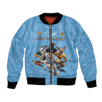 Custom Rugby Southern Hemisphere Bomber Jacket Argentina AUNZ South Africa Mascot Blue - Polynesian Pride