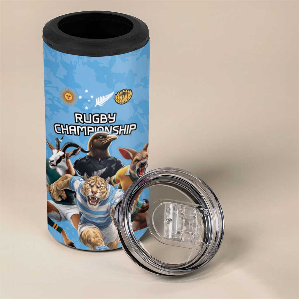 Custom Rugby Southern Hemisphere 4 in 1 Can Cooler Tumbler Argentina AUNZ South Africa Mascot Blue - Polynesian Pride