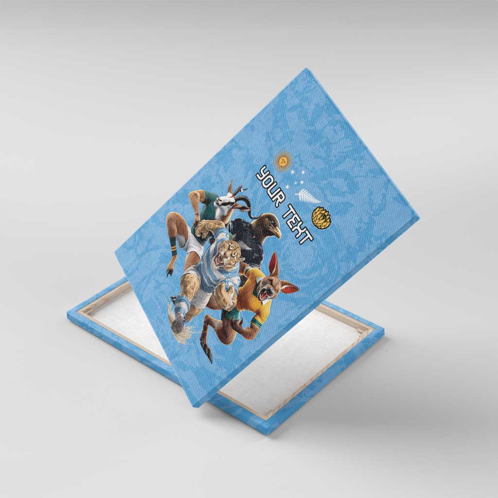 Custom Rugby Southern Hemisphere Canvas Wall Art Argentina AUNZ South Africa Mascot Blue - Polynesian Pride