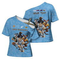 Custom Rugby Southern Hemisphere Cross Shoulder Shirt Argentina AUNZ South Africa Mascot Blue - Polynesian Pride