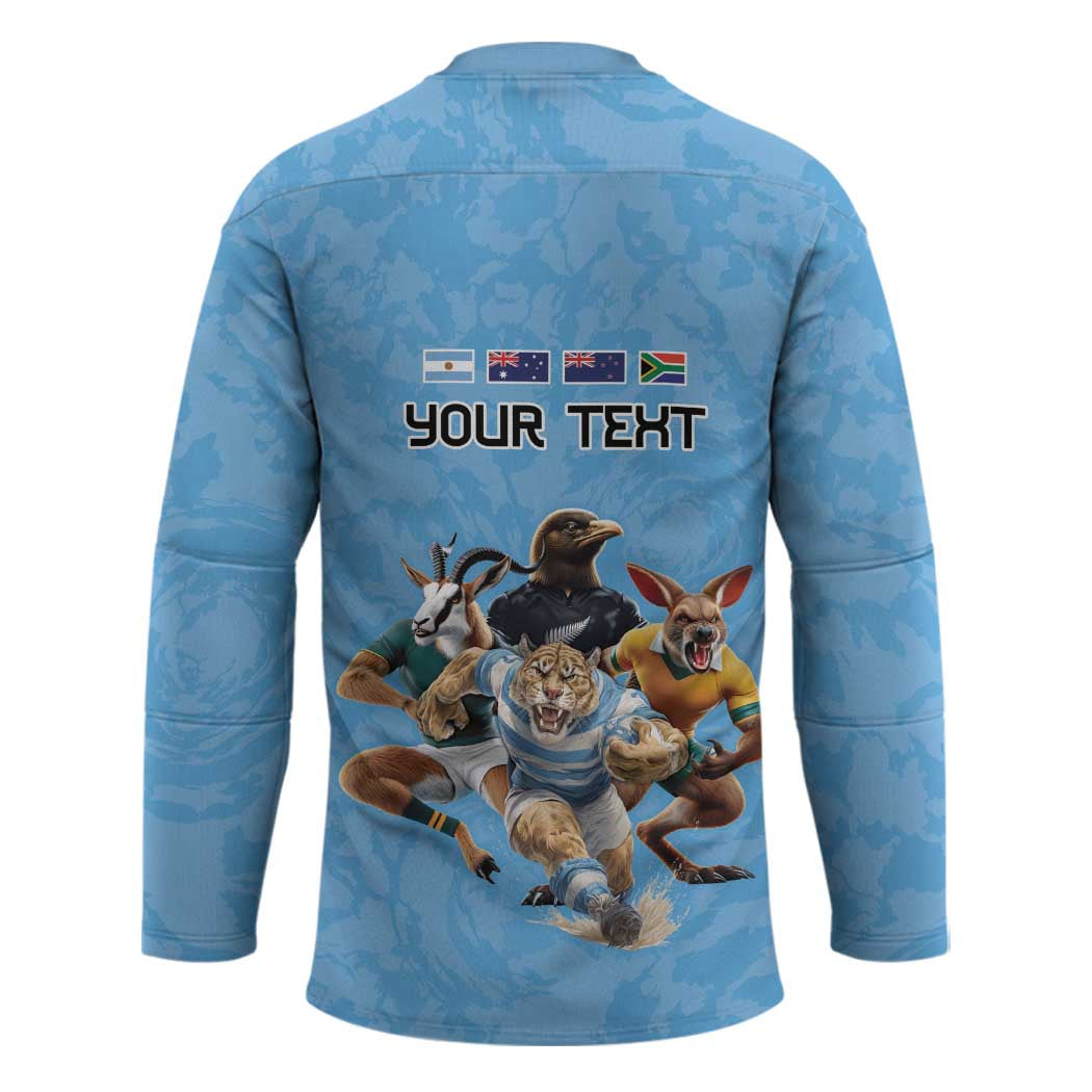 Custom Rugby Southern Hemisphere Hockey Jersey Argentina AUNZ South Africa Mascot Blue - Polynesian Pride
