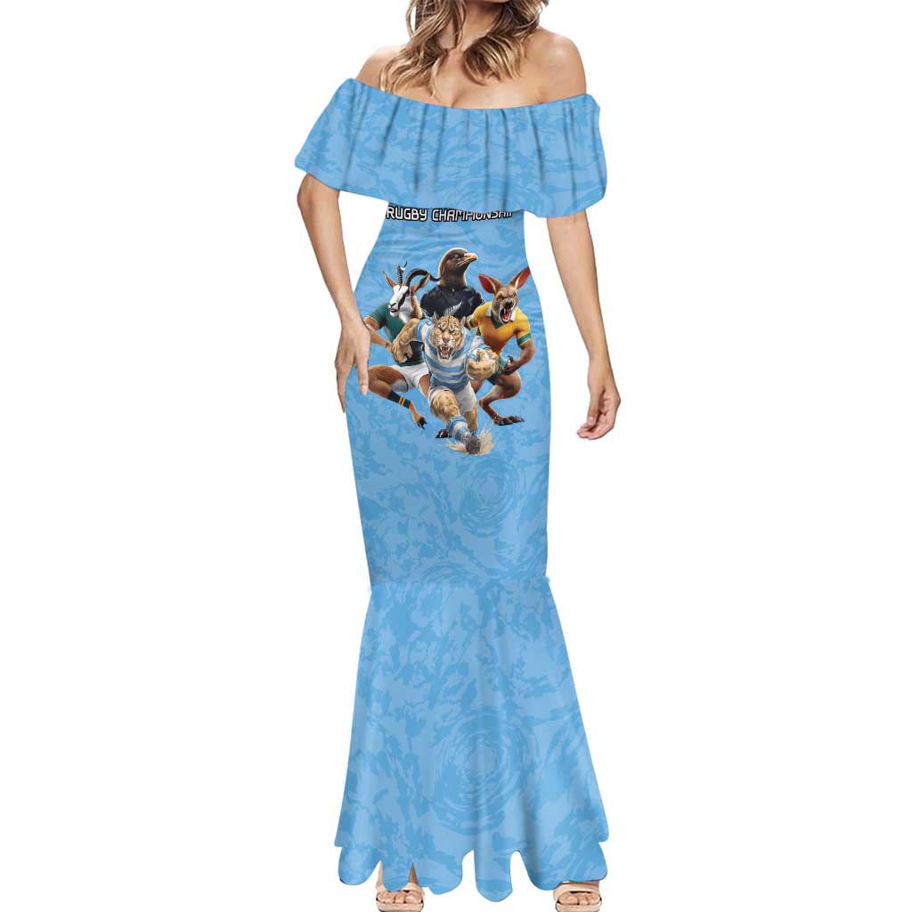 Custom Rugby Southern Hemisphere Mermaid Dress Argentina AUNZ South Africa Mascot Blue - Polynesian Pride