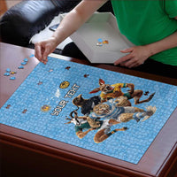 Custom Rugby Southern Hemisphere Puzzle Argentina AUNZ South Africa Mascot Blue - Polynesian Pride