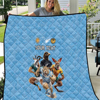 Custom Rugby Southern Hemisphere Quilt Argentina AUNZ South Africa Mascot Blue - Polynesian Pride