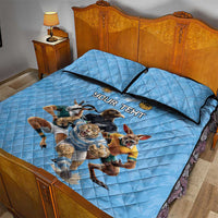 Custom Rugby Southern Hemisphere Quilt Bed Set Argentina AUNZ South Africa Mascot Blue - Polynesian Pride