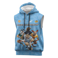 Custom Rugby Southern Hemisphere Sleeveless Hoodie Argentina AUNZ South Africa Mascot Blue - Polynesian Pride