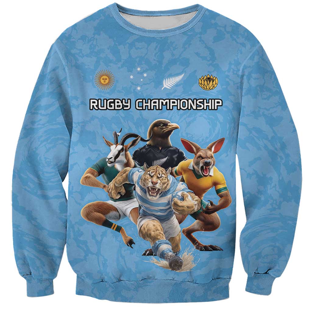 Custom Rugby Southern Hemisphere Sweatshirt Argentina AUNZ South Africa Mascot Blue - Polynesian Pride