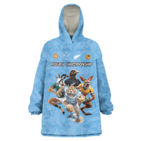Custom Rugby Southern Hemisphere Wearable Blanket Hoodie Argentina AUNZ South Africa Mascot Blue - Polynesian Pride