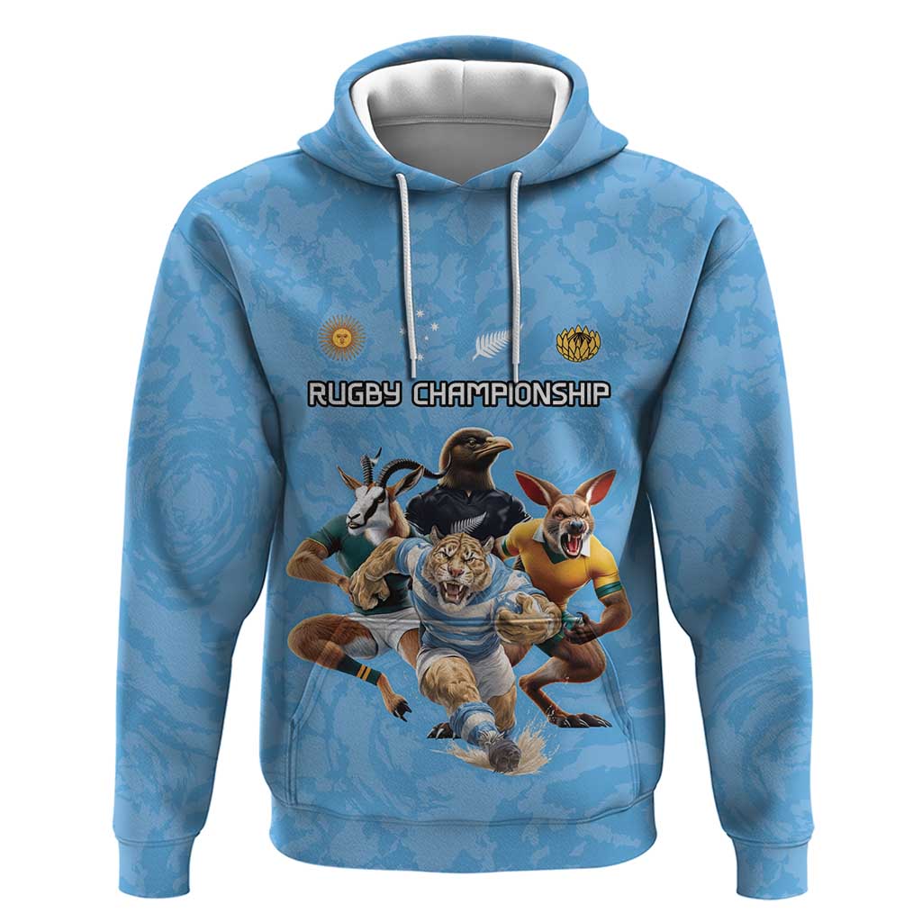 Custom Rugby Southern Hemisphere Zip Hoodie Argentina AUNZ South Africa Mascot Blue - Polynesian Pride