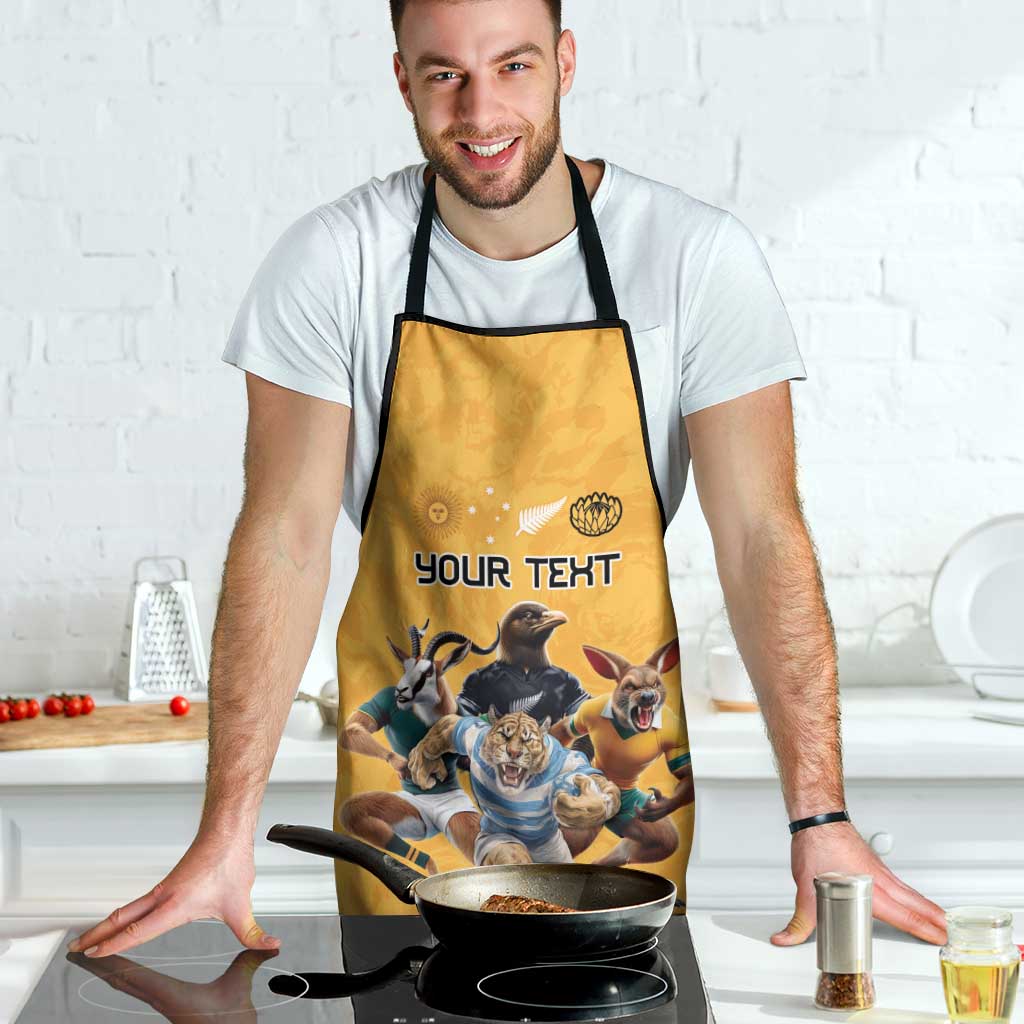 Custom Rugby Southern Hemisphere Apron Argentina AUNZ South Africa Mascot Gold - Polynesian Pride