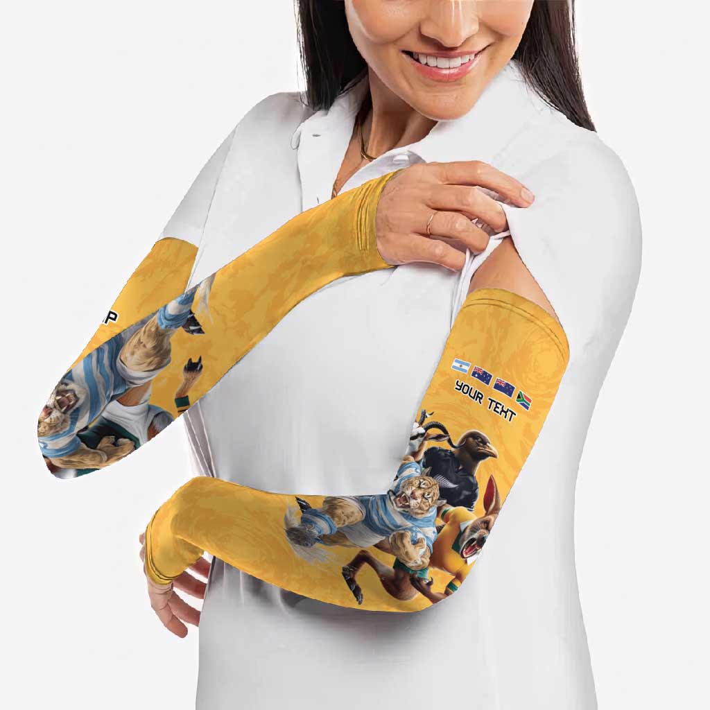 Custom Rugby Southern Hemisphere Arm Sleeves Argentina AUNZ South Africa Mascot Gold - Polynesian Pride