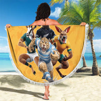 Custom Rugby Southern Hemisphere Beach Blanket Argentina AUNZ South Africa Mascot Gold - Polynesian Pride