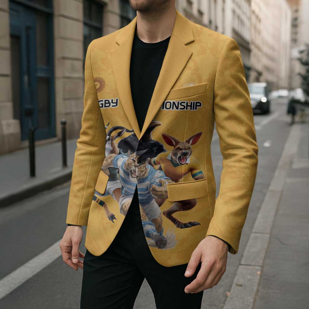 Custom Rugby Southern Hemisphere Blazer Argentina AUNZ South Africa Mascot Gold - Polynesian Pride