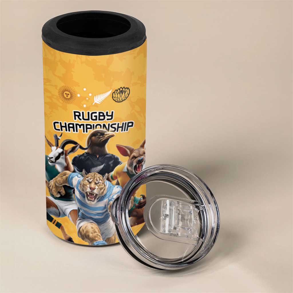 Custom Rugby Southern Hemisphere 4 in 1 Can Cooler Tumbler Argentina AUNZ South Africa Mascot Gold - Polynesian Pride