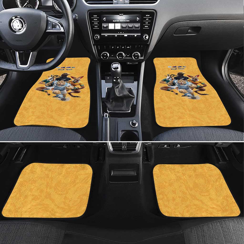 Custom Rugby Southern Hemisphere Car Mats Argentina AUNZ South Africa Mascot Gold - Polynesian Pride
