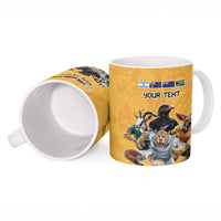 Custom Rugby Southern Hemisphere Ceramic Mug Argentina AUNZ South Africa Mascot Gold - Polynesian Pride