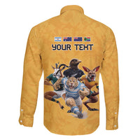 Custom Rugby Southern Hemisphere Family Matching Puletasi and Hawaiian Shirt Argentina AUNZ South Africa Mascot Gold - Polynesian Pride