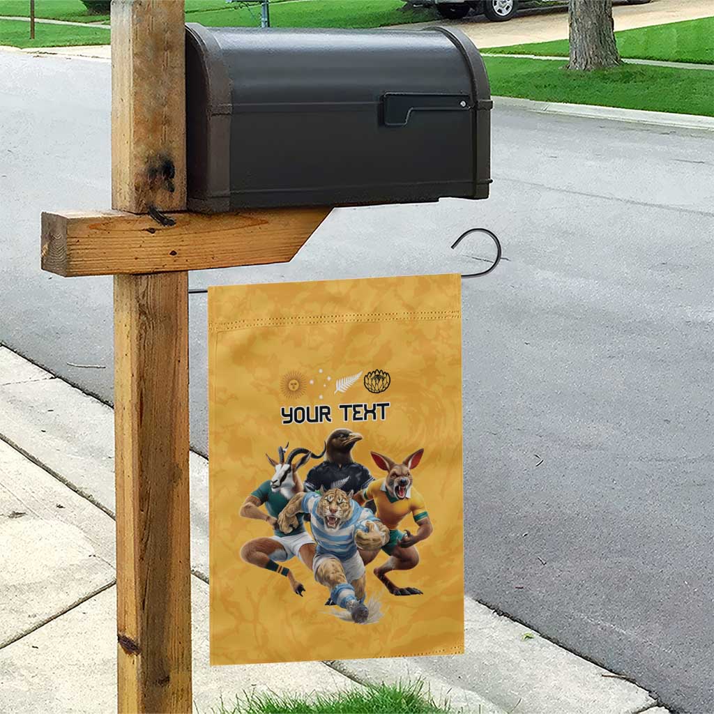 Custom Rugby Southern Hemisphere Garden Flag Argentina AUNZ South Africa Mascot Gold - Polynesian Pride