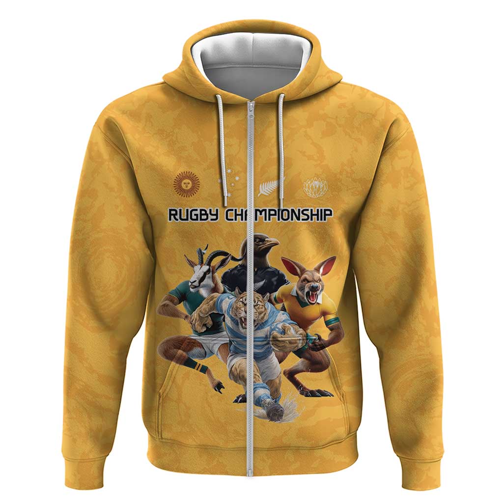 Custom Rugby Southern Hemisphere Hoodie Argentina AUNZ South Africa Mascot Gold - Polynesian Pride