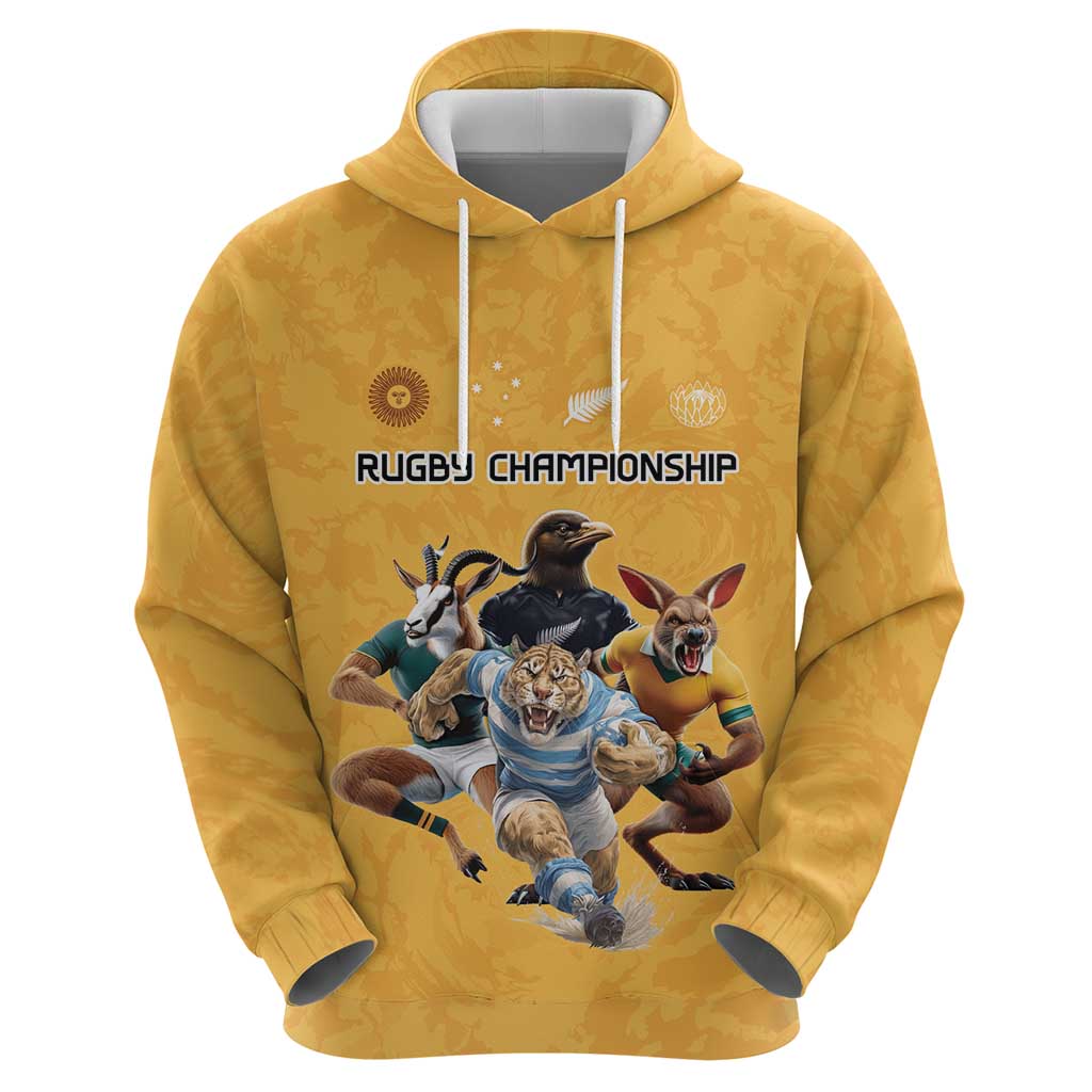 Custom Rugby Southern Hemisphere Hoodie Argentina AUNZ South Africa Mascot Gold - Polynesian Pride