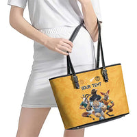 Custom Rugby Southern Hemisphere Leather Tote Bag Argentina AUNZ South Africa Mascot Gold - Polynesian Pride