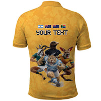 Custom Rugby Southern Hemisphere Polo Shirt Argentina AUNZ South Africa Mascot Gold - Polynesian Pride