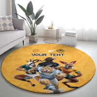 Custom Rugby Southern Hemisphere Round Carpet Argentina AUNZ South Africa Mascot Gold - Polynesian Pride