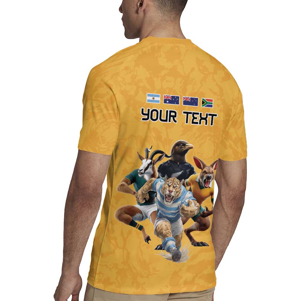 Custom Rugby Southern Hemisphere Rugby Jersey Argentina AUNZ South Africa Mascot Gold - Polynesian Pride
