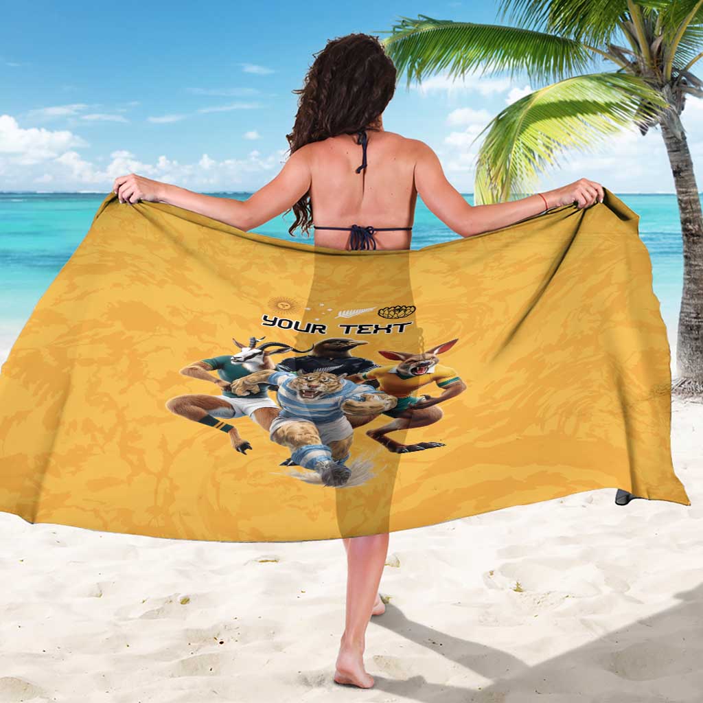 Custom Rugby Southern Hemisphere Sarong Argentina AUNZ South Africa Mascot Gold - Polynesian Pride