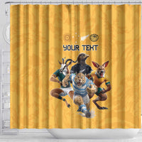Custom Rugby Southern Hemisphere Shower Curtain Argentina AUNZ South Africa Mascot Gold - Polynesian Pride