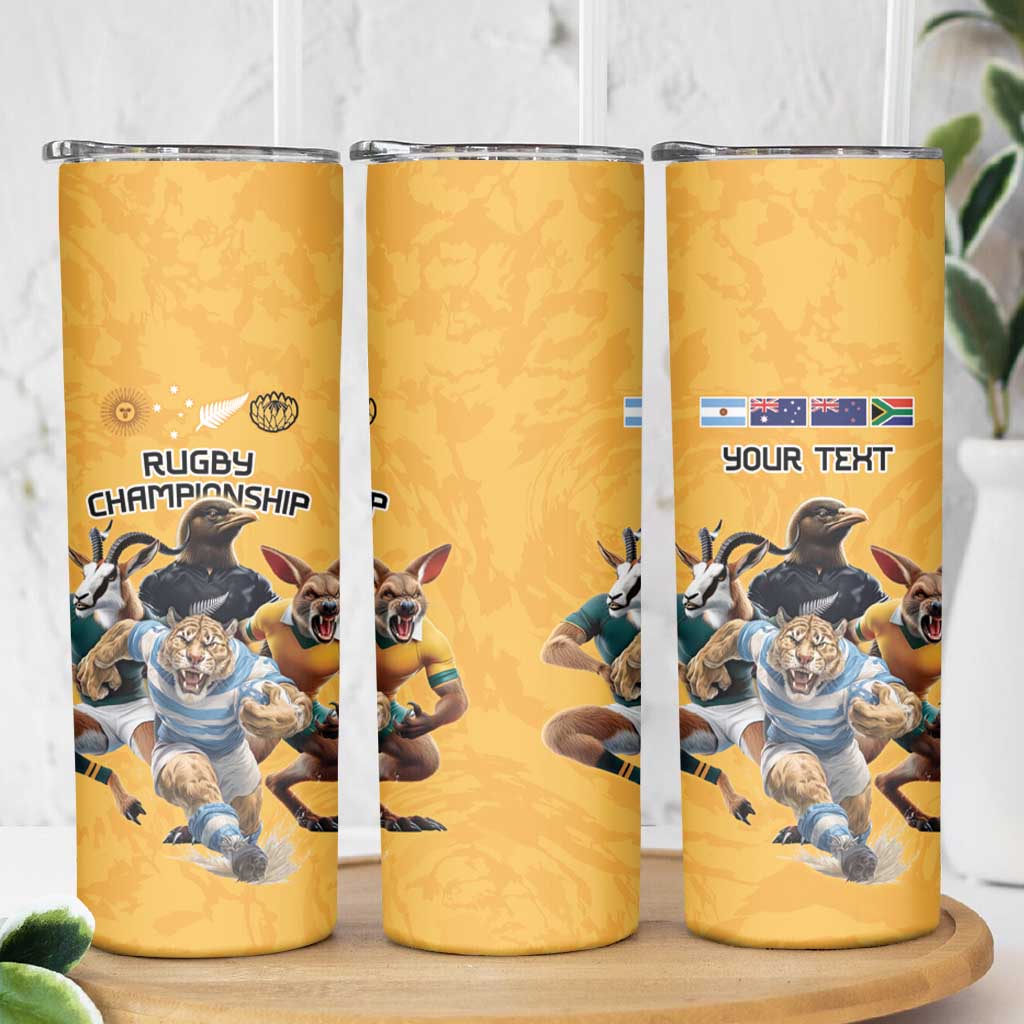 Custom Rugby Southern Hemisphere Skinny Tumbler Argentina AUNZ South Africa Mascot Gold - Polynesian Pride