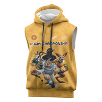 Custom Rugby Southern Hemisphere Sleeveless Hoodie Argentina AUNZ South Africa Mascot Gold - Polynesian Pride