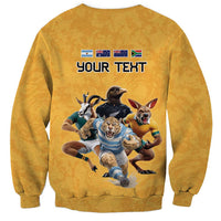 Custom Rugby Southern Hemisphere Sweatshirt Argentina AUNZ South Africa Mascot Gold - Polynesian Pride