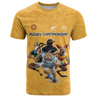 Custom Rugby Southern Hemisphere T Shirt Argentina AUNZ South Africa Mascot Gold - Polynesian Pride