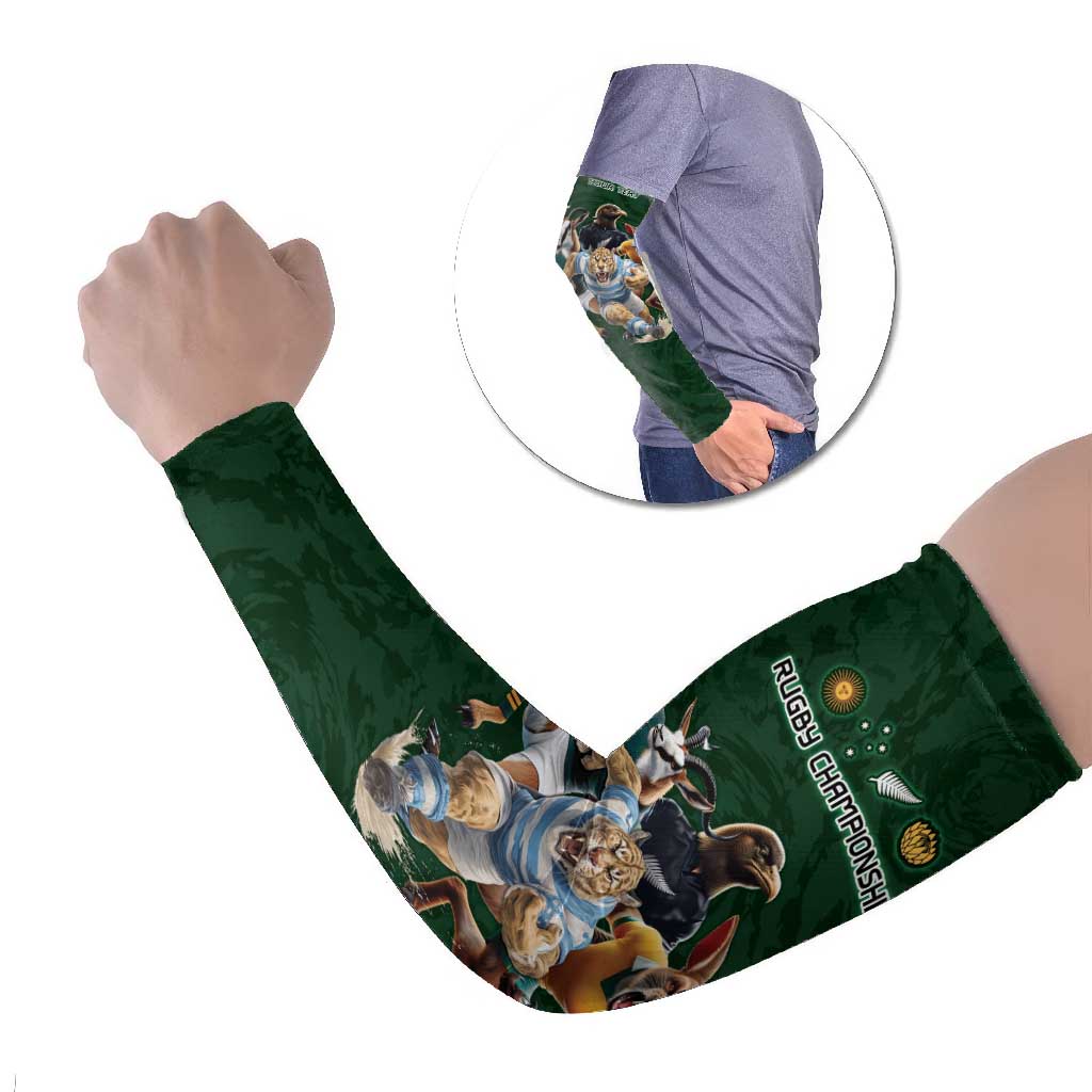 Custom Rugby Southern Hemisphere Arm Sleeves Argentina AUNZ South Africa Mascot Green - Polynesian Pride