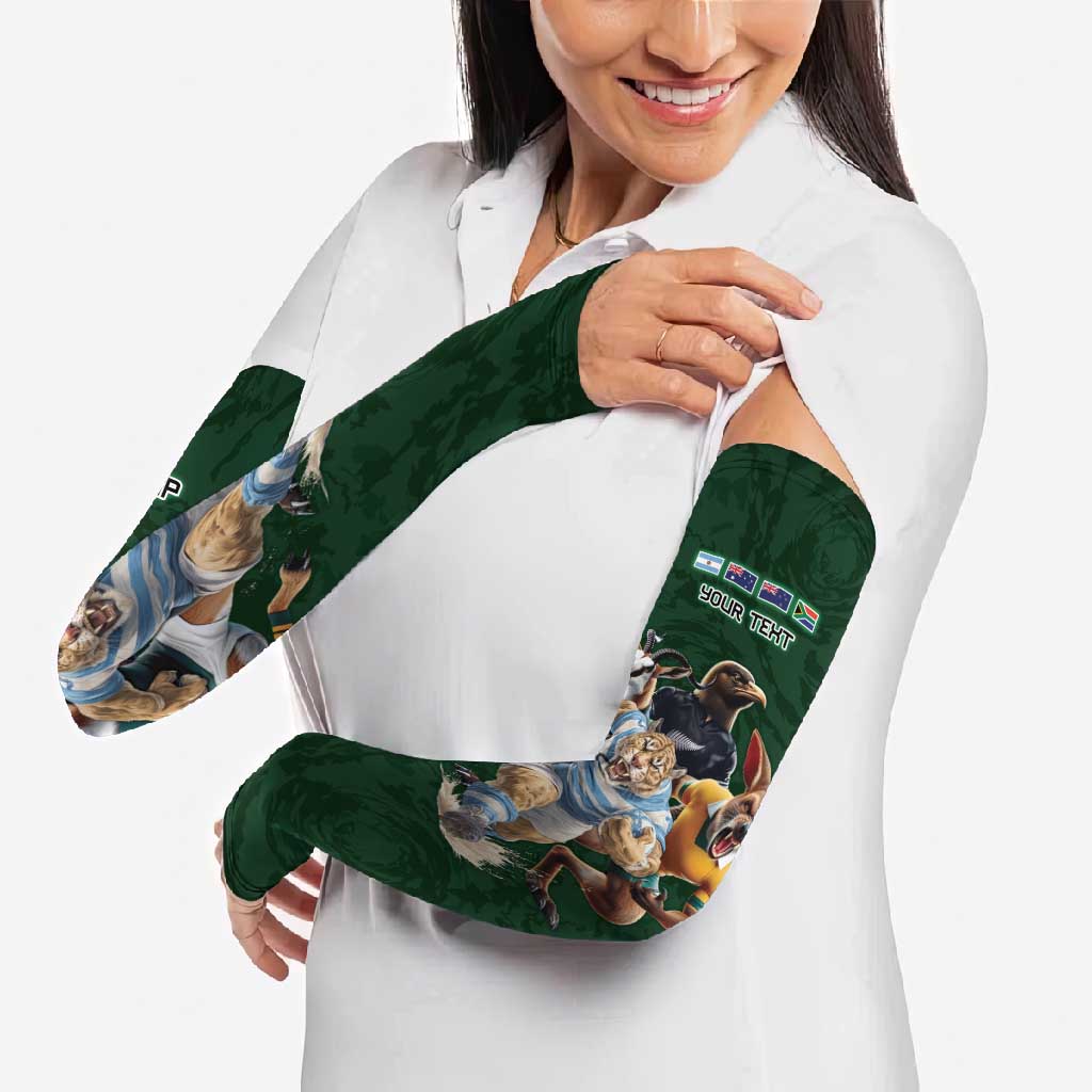 Custom Rugby Southern Hemisphere Arm Sleeves Argentina AUNZ South Africa Mascot Green - Polynesian Pride