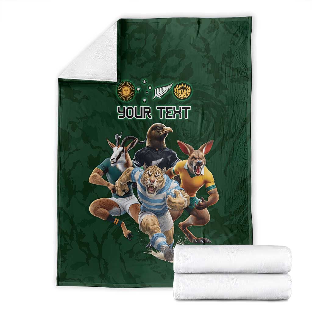 Custom Rugby Southern Hemisphere Blanket Argentina AUNZ South Africa Mascot Green - Polynesian Pride