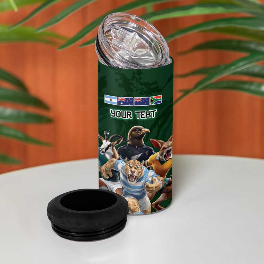 Custom Rugby Southern Hemisphere 4 in 1 Can Cooler Tumbler Argentina AUNZ South Africa Mascot Green - Polynesian Pride
