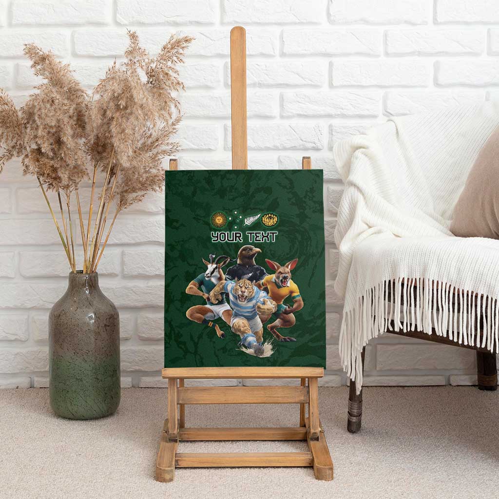 Custom Rugby Southern Hemisphere Canvas Wall Art Argentina AUNZ South Africa Mascot Green - Polynesian Pride