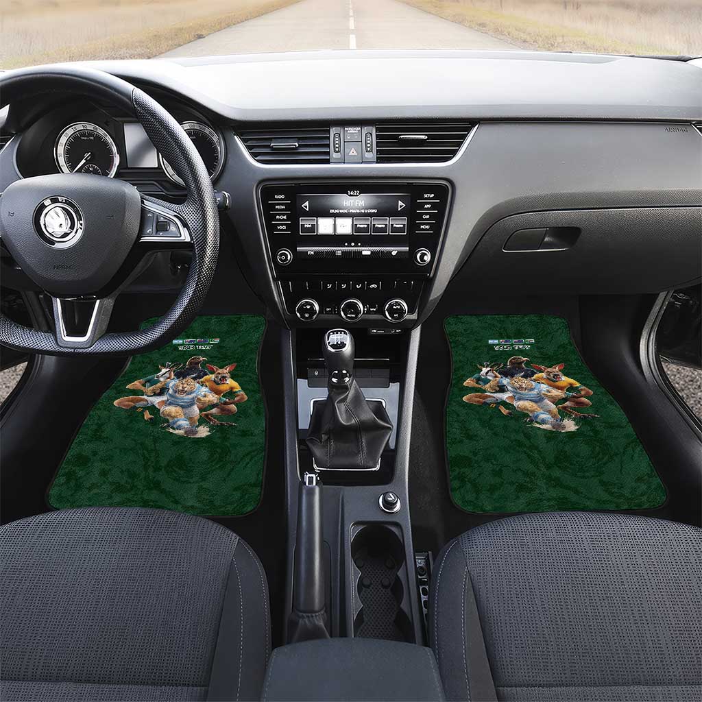 Custom Rugby Southern Hemisphere Car Mats Argentina AUNZ South Africa Mascot Green - Polynesian Pride