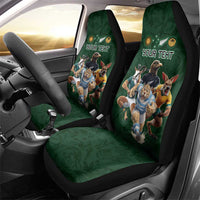 Custom Rugby Southern Hemisphere Car Seat Cover Argentina AUNZ South Africa Mascot Green - Polynesian Pride