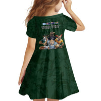 Custom Rugby Southern Hemisphere Family Matching Mermaid Dress and Hawaiian Shirt Argentina AUNZ South Africa Mascot Green - Polynesian Pride