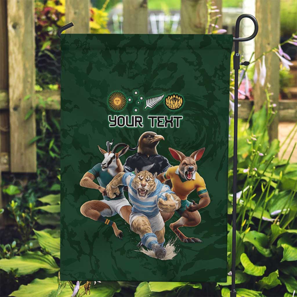 Custom Rugby Southern Hemisphere Garden Flag Argentina AUNZ South Africa Mascot Green - Polynesian Pride
