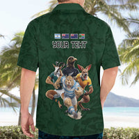 Custom Rugby Southern Hemisphere Hawaiian Shirt Argentina AUNZ South Africa Mascot Green - Polynesian Pride