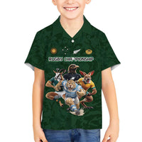 Custom Rugby Southern Hemisphere Hawaiian Shirt Argentina AUNZ South Africa Mascot Green - Polynesian Pride