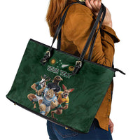 Custom Rugby Southern Hemisphere Leather Tote Bag Argentina AUNZ South Africa Mascot Green - Polynesian Pride