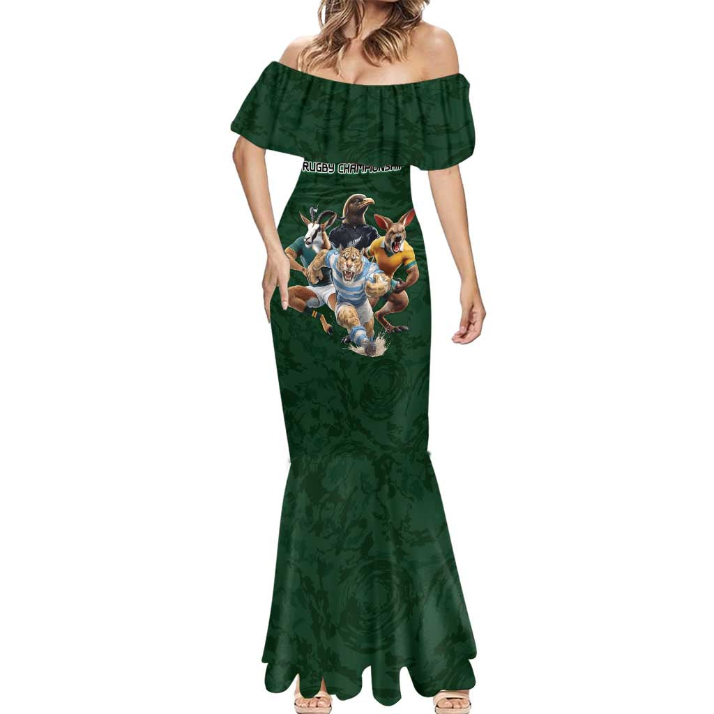 Custom Rugby Southern Hemisphere Mermaid Dress Argentina AUNZ South Africa Mascot Green - Polynesian Pride