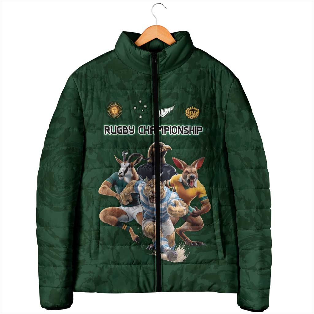 Custom Rugby Southern Hemisphere Padded Jacket Argentina AUNZ South Africa Mascot Green - Polynesian Pride