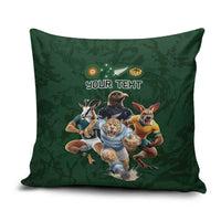 Custom Rugby Southern Hemisphere Pillow Cover Argentina AUNZ South Africa Mascot Green - Polynesian Pride