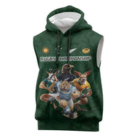 Custom Rugby Southern Hemisphere Sleeveless Hoodie Argentina AUNZ South Africa Mascot Green - Polynesian Pride